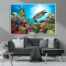 Aquatic Life Sea Turtles Fish Wall Art Canvas Print
