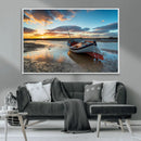 Small Boat At The Beach Sunset Wall Art, Boat Sunset Wall