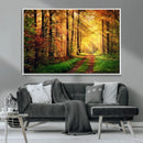 Sunlight Through Trees Wall Art Canvas Print - Autumn Forest