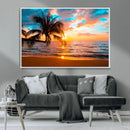 Palm Tree Sunset On The Beach Wall Art Canvas, Framed Palm by MyGreatCanvas | Canvas Wall Art Prints | Photo Prints & Wall Decor