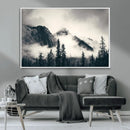 Forest Mountain Print - Black and White Canvas Wall Art with