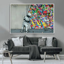 Banksy Colorful Street Graffiti Canvas Wall Art Print, by MyGreatCanvas | Canvas Wall Art Prints | Photo Prints & Wall Decor