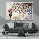 Banksy Art Butterfly Girl Explosion Canvas Art – Vibrant