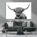 Grayscale Scottish Highland Cow Cattle Art Print Farmhouse by MyGreatCanvas | Canvas Wall Art Prints | Photo Prints & Wall Decor