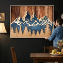 Rustic Wood Style Mountain Wall Art, Nature Forest Canvas