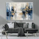 Modern Abstract Canvas Wall Art in Blue and Gold Tones |