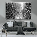 Winter Ski Lift Black and White Canvas Wall Art – Alpine