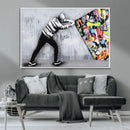 Banksy Art Behind the Curtain Street Wall Art Canvas Print |