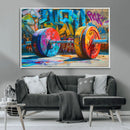 Fitness Gym Barbell Graffiti Wall Art Canvas Print