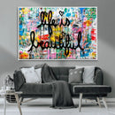 Life Beautiful Art Print - Banksy Graffiti Wall Art Canvas by MyGreatCanvas | Canvas Wall Art Prints | Photo Prints & Wall Decor