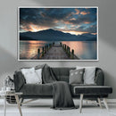 Mountain Lake Wood Pier Canvas Wall Art Nature Lake Print
