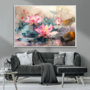 Lotus Flower Wall Art | 3-Panel Giclee Canvas Print of Pink