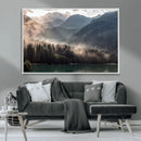 Foggy Mountain Canvas Print Forest Wall Art