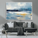 Abstract Ocean Canvas Wall Art - Coastal Blue and Gold