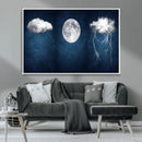 Dark Blue Cloud Art, 3 Piece Indigo Blue Wall Art, Aesthetic