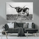 Texas Black White Highland Longhorn Cow Wall Art Canvas by MyGreatCanvas | Canvas Wall Art Prints | Photo Prints & Wall Decor