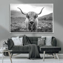 Black White Scottish Highland Cow Canvas Farm Wall Art by MyGreatCanvas | Canvas Wall Art Prints | Photo Prints & Wall Decor