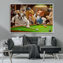 Dogs Playing Pool Canvas Wall Art Funny Gifts Dog Print