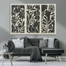 Modern Botanical Wall Art - Floral Black and White Canvas