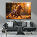 Running Horse Sunset Forest Wall Art Canvas Print