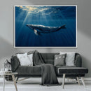 Whale under Ocean Wall Art Canvas Print