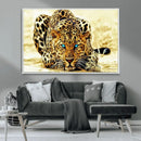 Blue-Eyed Leopard Canvas Wall Art - Framed Animal Print