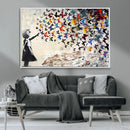 Banksy Graffiti Wall Art Canvas Print: Girl Releasing