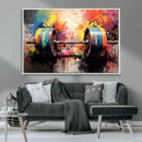 Weightlifting Barbell Art Triptych, Bold Abstract Fitness