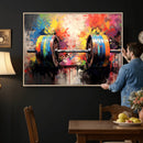 Weightlifting Barbell Art Triptych, Bold Abstract Fitness
