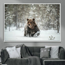 Grizzly Bear Wall Art – Framed Snowy Forest Canvas Artwork, by MyGreatCanvas | Canvas Wall Art Prints | Photo Prints & Wall Decor