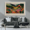 Yayoi Kusama Landscape Canvas Print, Vibrant Floral Mountain