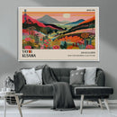 Yayoi Kusama Landscape Canvas Print, Vibrant Floral Mountain
