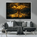 Golden Tree of Life Canvas Wall Art Print - Majestic Glowing
