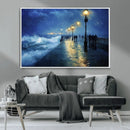 Abstract Stormy Ocean Pier Canvas Wall Art Print | Stormy