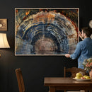 Framed Tree Ring Wall Art - Abstract Colorful Tree Ring Wall