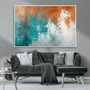 Vintage Abstract Print - Bold Teal and Orange Canvas Wall