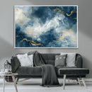 Large Abstract Print - Luxe Blue and Gold Abstract Canvas