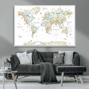 Animal World Map for Kids Room Decor