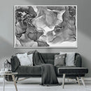Black White Abstract Canvas Wall Art - Fluid Ink Artwork -