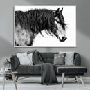 Majestic Horse Wall Art – Framed Black White Portrait Canvas by MyGreatCanvas | Canvas Wall Art Prints | Photo Prints & Wall Decor