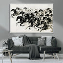 Abstract Horse Wall Art Canvas Print - Dynamic Black Ink