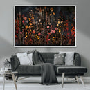 Dark Floral Canvas Wall Art - Moody Botanical Flower Print -