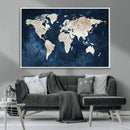 Vintage World Map Canvas Wall Art - Framed Map Print for