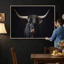 Majestic Longhorn Bull Wall Art Canvas Print – Dark by MyGreatCanvas | Canvas Wall Art Prints | Photo Prints & Wall Decor