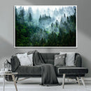 Misty Forest Wall Art Canvas Print – Framed Foggy Mountain
