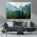 Misty Forest Mountain Wall Art Canvas Print – Framed Serene
