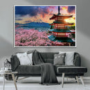 Mount Fuji Cherry Blossom Wall Art Canvas Print – Framed
