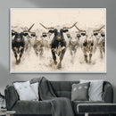 Texas Longhorn Wall Art – Framed Cattle Walking Canvas by MyGreatCanvas | Canvas Wall Art Prints | Photo Prints & Wall Decor