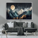 Moonlit Mountain Wall Art Canvas Print – Silhouetted Pines