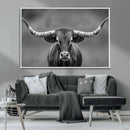 Texas Longhorn Wall Art Canvas Print – Framed Western Bull